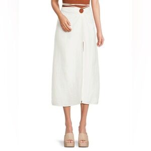 NWT Cult Gaia Nell Linen Blend Wrap Midi Skirt in Off White